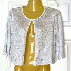 Alfani cropped cardigan w/ silver sequins Sz XS